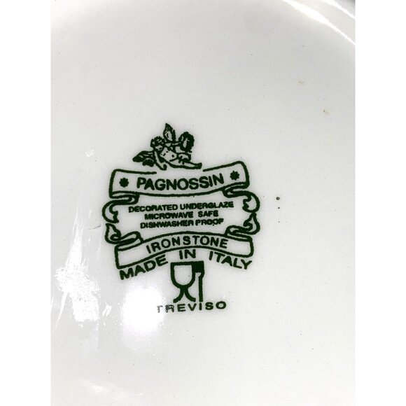 Set Of 4 Pagnossin Treviso 8” Egg Blue & White Ironstone Plates Made In Italy Di - Picture 3 of 7